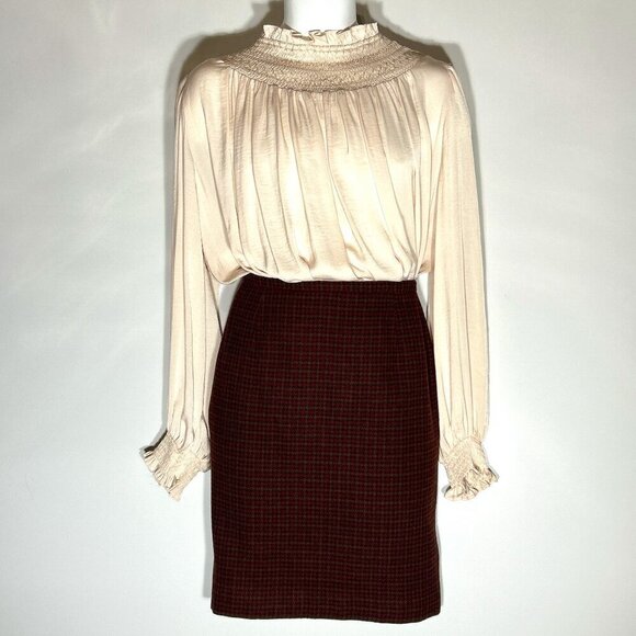 Harve Bernard SZ 14 Vintage Wool Plaid Pencil Skirt Career Academia Old Money - Picture 3 of 8